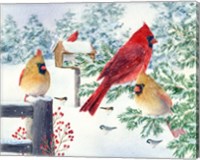 Framed Cardinals In Snow Flurry