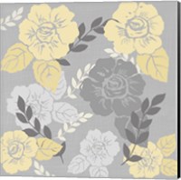 Framed Yellow Roses on Grey I