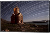 Framed Star trails above Dzordza church, Iran