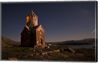 Framed Starry night sky above Dzordza church, Iran