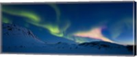 Framed Panoramic view of the Aurora Borealis over Skittendalen Valley, Troms County, Norway