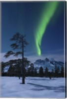 Framed Moonlight and aurora over Nova Mountain Wilderness, Norway