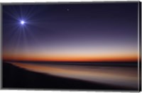 Framed Moon and Venus at twilight from the beach of Pinamar, Argentina