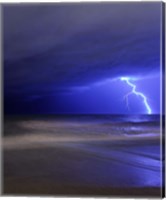 Framed bolt of lightning from an approaching storm in Miramar, Argentina