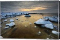 Framed frozen, rusty bay on Andoya Island in Nordland County, Norway