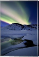 Framed Aurora Borealis over Mikkelfjellet Mountain in Troms County, Norway
