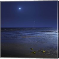 Framed Venus shines brightly below the crescent Moon from coast of Buenos Aires, Argentina