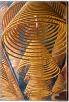 Framed Hanging coils of burning incense, Man Mo Temple, Tai Po, New Territories, Hong Kong, China