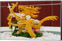 Framed Dragon carved from pumpkin, Yellow Mountain, China