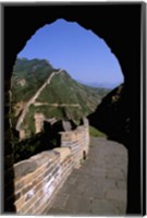 Framed Great Wall of China Viewed through Doorway, Beijing, China