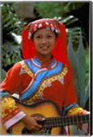 Framed Ethnic Dancer Playing Guitar, Kunming, Yunnan Province, China