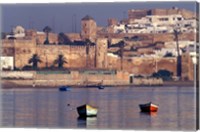 Framed Fishing Boats with 17th century Kasbah des Oudaias, Morocco