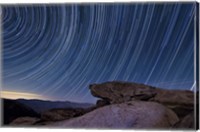 Framed Star trails and a granite rock outcropping overlooking Anza Borrego Desert State Park