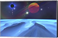 Framed Blue Fog and Mountains on Alien Planet