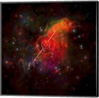 Framed pulsar star radiating strong beams of light