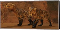Framed Two Smilodon cats find protection in a vast cave system