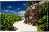 Framed Popular Anse Source D'Agent white sand beach, Island of La Digue, Seychelles