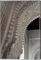 Framed Wall tiles and carvings on Islamic law courts, Morocco