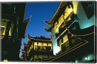 Framed Night View of Traditional Architecture at Yuyuan Bazaar, Shanghai, China
