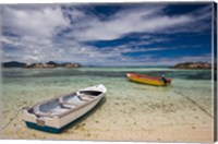 Framed Seychelles, La Digue Island, Fishing boats