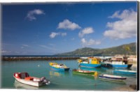 Framed Seychelles, Mahe Island, Bel Ombre, town pier