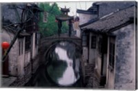 Framed Stone Arch Bridge Over Grand Canal in Ancient Watertown, China