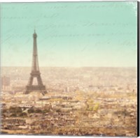 Framed Eiffel Landscape Letter Blue II