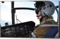 Framed Pilot in the cockpit of a CH-46 Sea Knight helicopter of the Swedish Air Force