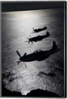 Framed Three P-51 Cavalier Mustang warbirds in flight