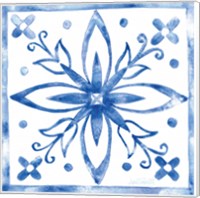 Framed Tile Stencil I Blue