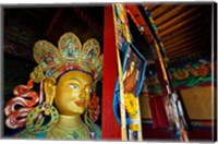 Framed Dalai Lama Picture Beside Maitreya Buddha, Thiksey Monastery, Thiksey, Ladakh, India