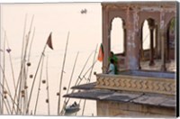 Framed Daily Life Along The Ganges River, Varanasi, India