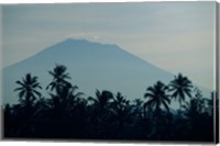 Framed Bali, Volcano Gunung Agung, palm trees