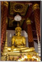 Framed Bronze cast seated Buddha covered in gold, Wat Na Phramane, Ayuthaya, Thailand