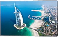 Framed Aerial view of the Burj Al Arab, Dubai, United Arab Emirates