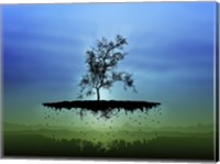 Framed Flying Tree ( digitally generated - blue)