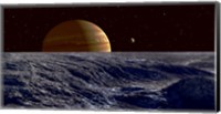 Framed Gas Giant Jupiter Seen Above the Surface of Jupiter's Moon Europa