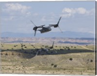 Framed Two CV-22 Osprey's Low Level Flying over New Mexico
