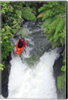 Framed Kayak in Tutea's Falls, Okere River, New Zealand