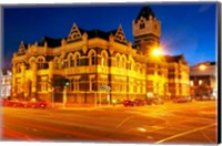 Framed Law Courts at night, Dunedin, South Island, New Zealand
