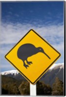 Framed New Zealand, South Island, Road Sign, St Arnaud Range