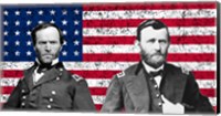 Framed General Sherman and General Ulysses S Grant with American Flag