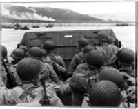 Framed American troops in Landing Craft