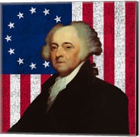 Framed John Adams Against the American Flag