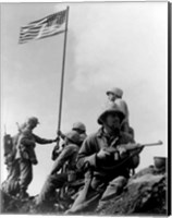 Framed 1st American Flag Raising