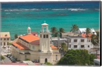 Framed Town View and Church on Marie-Galante Island, Guadaloupe, Caribbean