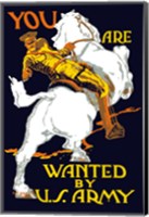 Framed World War I U.S. Army Officer on Horseback