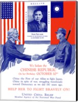 Framed Uncle Sam Shaking Hands with a Chinese Soldier