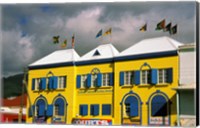 Framed Bright Colorful Building, St Kitts, Caribbean