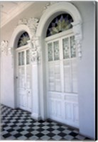 Framed Historic District Doors with Stucco Decor and Tiled Floor, Puerto Rico